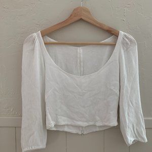 White cropped cottage-core top